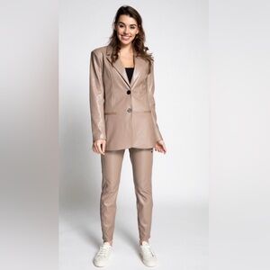 Zhrill LAMI - Faux leather jacket (size S) and pants (size 27) set in Taupe NWT